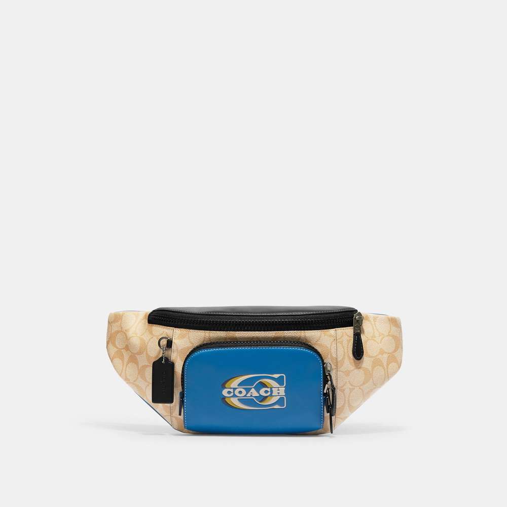 NWT Coach Outlet Track Belt Bag In Colorblock Signature Canvas With Coach Stamp - Picture 1 of 6